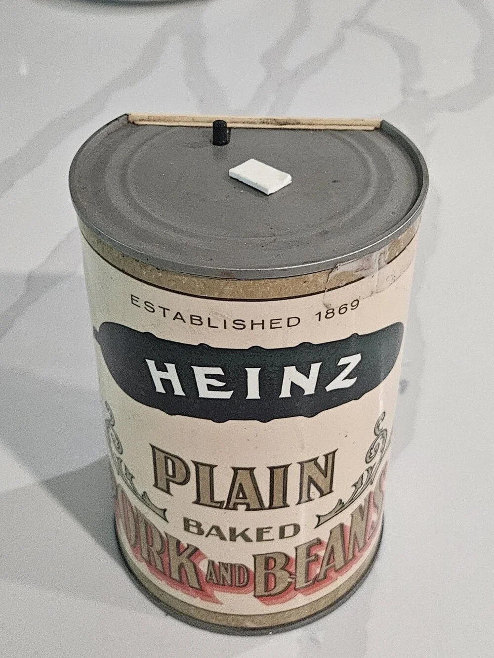 Heinz Vintage Plain Baked Beans Can - Can Opener 1960s Vintage Kitchen Old Logo